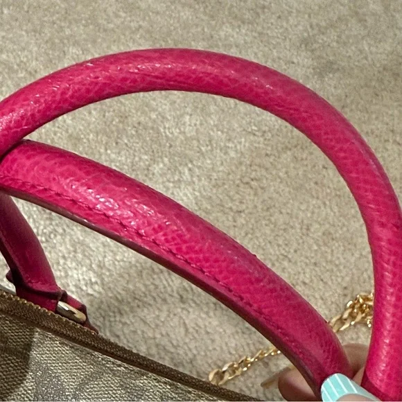 Coach Signature Bennett Brown and Pink Mini Satchel - Picture 10 of 16